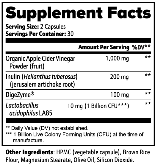 Supplement Facts panel for Gut Health